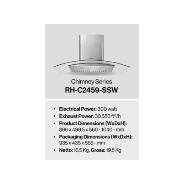 RINNAI CHIMNEY HOOD RHC2459SSW | 4 - Login Megastore