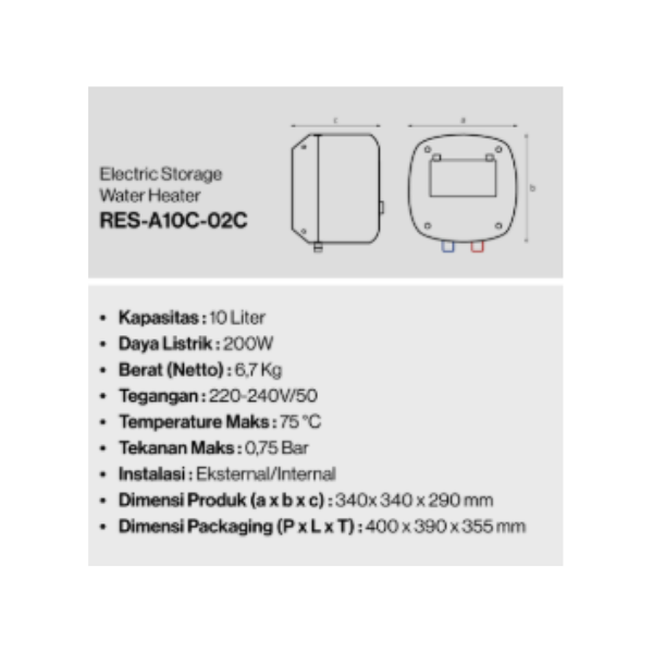 RINNAI ELECTRIC WATER HEATER RESA10C02C | 5 - Login Megastore