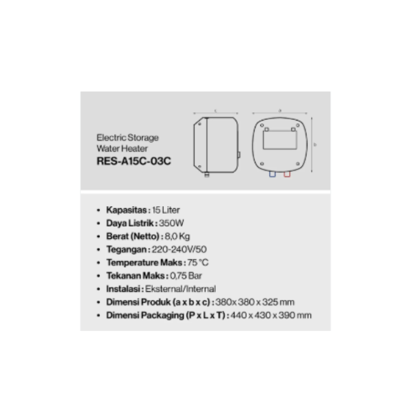 RINNAI ELECTRIC WATER HEATER RESA15C03C | 3 - Login Megastore