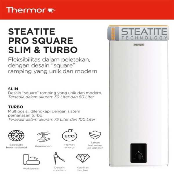 THERMOR ELECTRIC WATER HEATER STEATITE PRO SQUARE SLIM30LT | 4 - Login Megastore