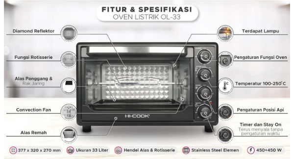 HI COOK ELECTRIC OVEN OL33 33 LITER | 2 - Login Megastore