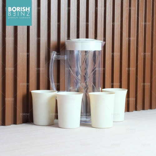 BORISH BEINZ JUG BOTOL BBKW JL08 CR pot+4cups(1500ml) - Login Megastore