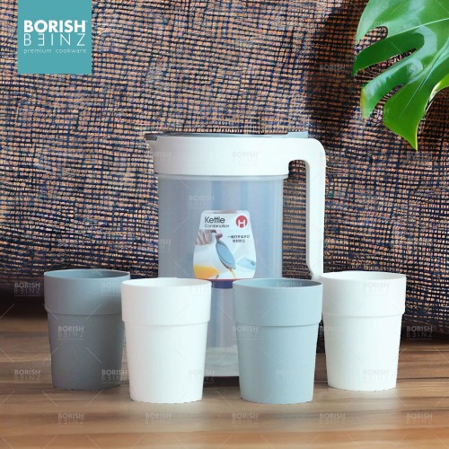 BORISH BEINZ JUG BOTOL BBKW TZ05 WH pot+4cups(1.8L) - Login Megastore