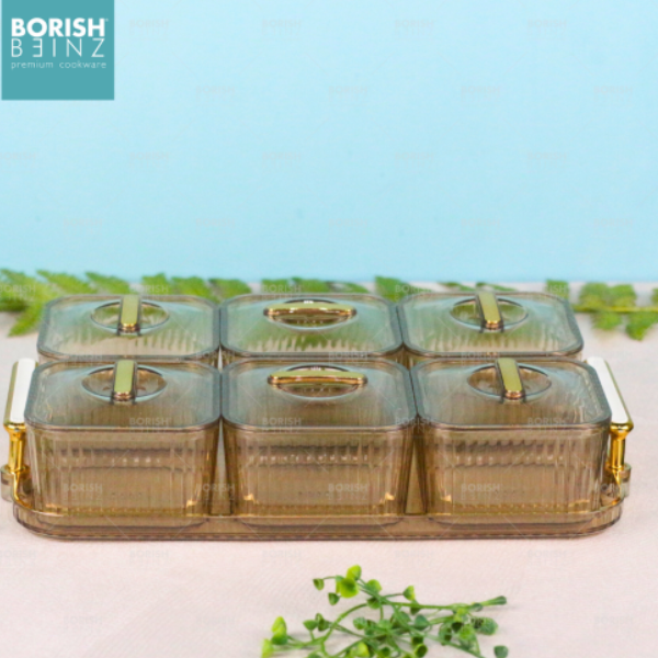 BORISH BEINZ CANISTER PLASTIK BBHW JE03 GD NUTS BOX SET6PCS - Login Megastore